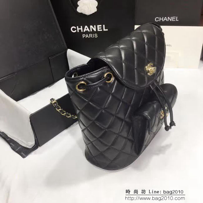 香奈兒CHANEL 2018爆款46523 頂級小羊皮水桶形雙肩背包 DSC1307